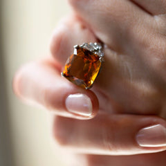 Blingy East-West Citrine & Diamond Cocktail Ring | Fauntleroy