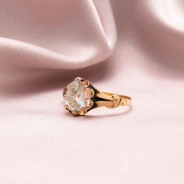 Victorian Ostby & Barton Co. Pear-Shaped Diamond Solitaire Engagement Ring with historic ties to the Titanic | Innsbruck