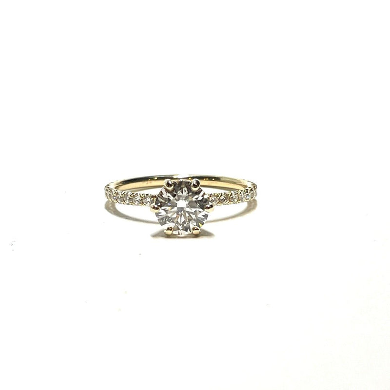 10015333 Custom 14k YG Hidden Halo Solitaire Lab Grown Diamond Ring 2 of 2