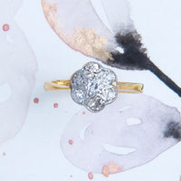 A Lovely Victorian Two-Tone Diamond Cluster Engagement Ring with English Hallmarks | Marengo