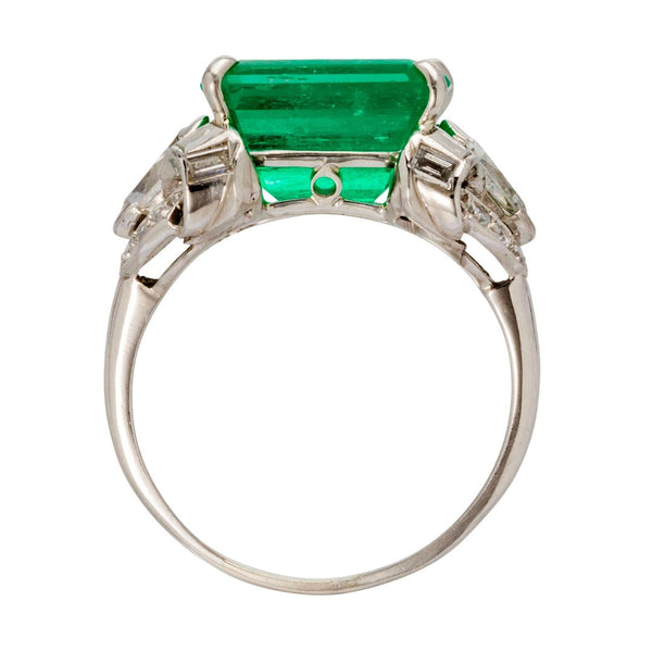 Kentshire | Art Deco Colombian Emerald Diamond Platinum Engagement Ring