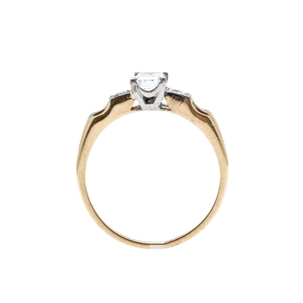 A Lovely Two-Tone 14 Karat Gold and Diamond Retro Era Engagement Ring | Kenyon