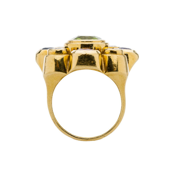 A Funky Yellow Gold, Diamond and Gemstone Cocktail Ring | Piccadilly Circus