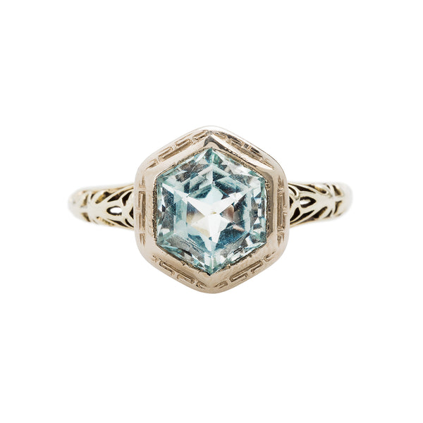 A Lovely Authentic Art Deco Aquamarine and Gold Ring