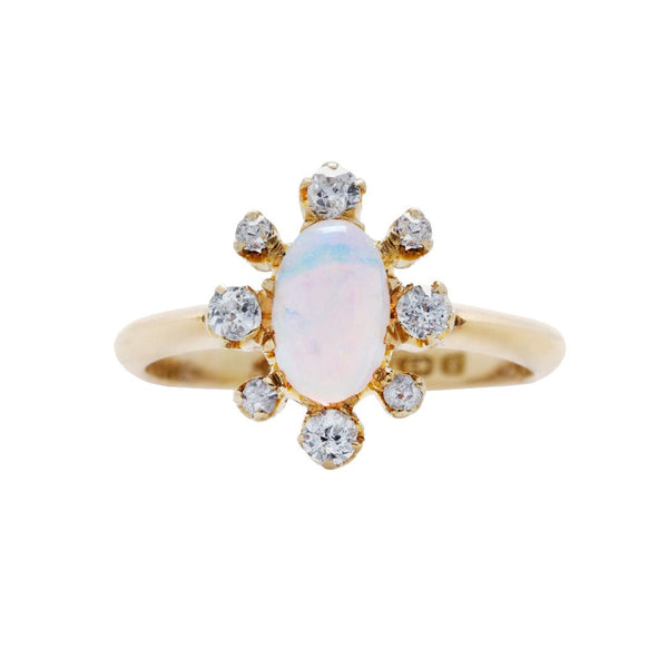 Victorian 18k Yellow Gold Opal and Diamond Ring | Lambwell
