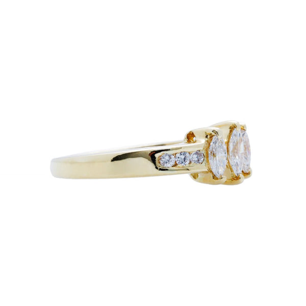 A Unique Modern 18 Karat Yellow Gold and Marquise Diamond Ring | Ocotillo