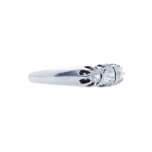 A Charming and Authentic Art Deco Platinum and Diamond Three Stone Ring | Olmwood