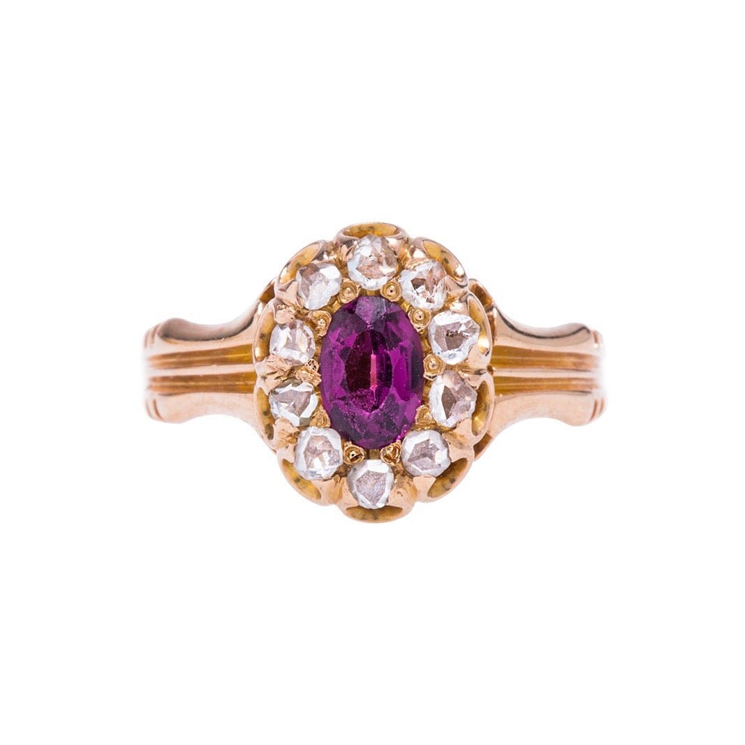 Timeless Authentic Victorian Era Garnet and Diamond Ring | Pillimore