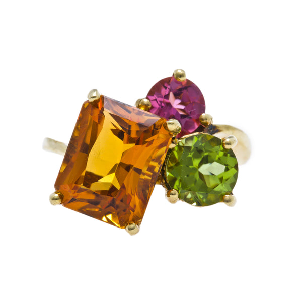 A Bold and Colorful Authentic 1970's Cocktail Ring | Raydell