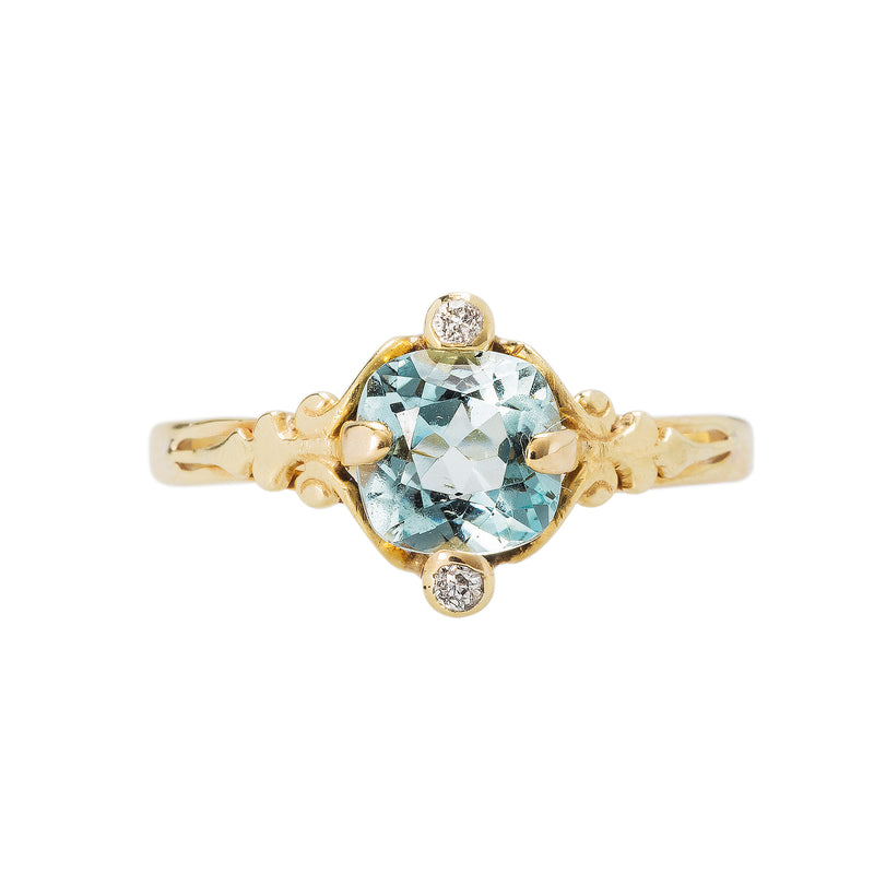 A Sweet authentic Art Nouveau Aquamarine and Diamond Ring