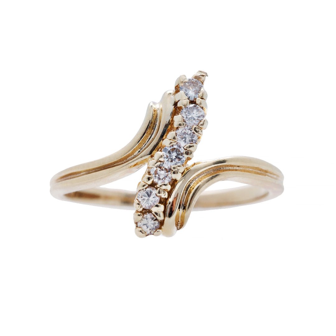 A Chic 1970's 14k Yellow Gold and Diamond Ring