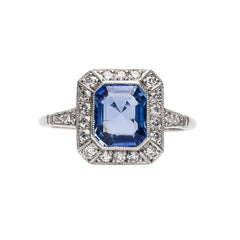 Sapphire Engagement Ring with Diamond Halo 