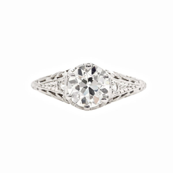 South Sussex | Authentic Edwardian era platinum and diamond ring featuring a 1.17ct Old European Cut diamond