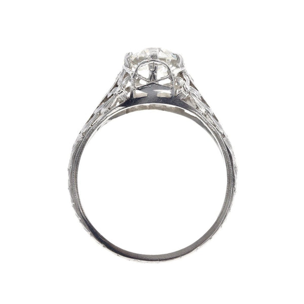 South Sussex an authentic Edwardian era platinum and diamond ring featuring a 1.17ct Old European Cut diamond
