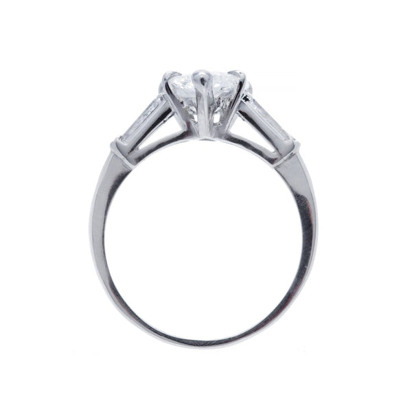 A Tailored Platinum and Pear Shaped Diamond Mid-Century Engagement Ring | St. Germain