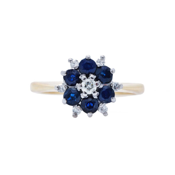 An Adorable Mid-Century Sapphire and Diamond Flower Ring | Star View