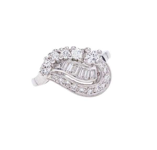 A Unique and Authentic Mid Century Platinum and Diamond Ring