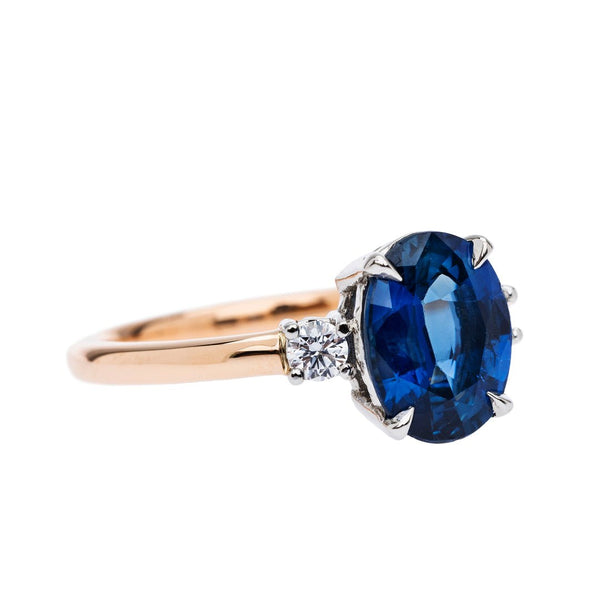 Vintage Inspired Ceylon Sapphire & Diamond Engagement Ring