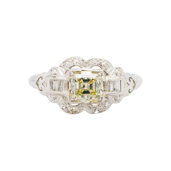 Antique Asscher Cut Diamond Art Deco Engagement Ring | Rolling Ridge