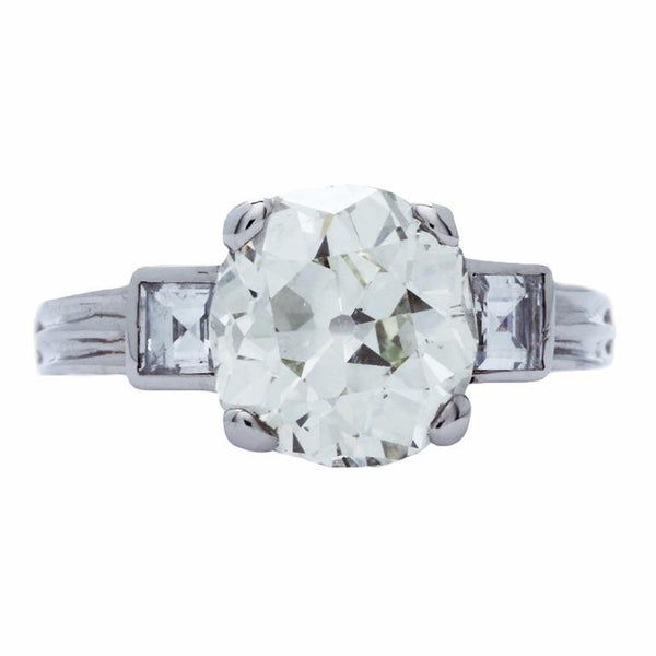 A Spectacular Art Deco Platinum and Diamond Engagement Ring with Carre Accent Diamonds | Teton Vista