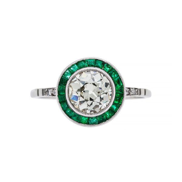 Art Deco Inspired Emerald & Diamond Ring | Woodbridge