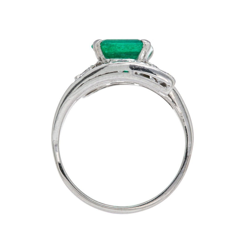 Mid-Century Emerald & Diamond Bypass Cocktail Ring | Greenboro Hill