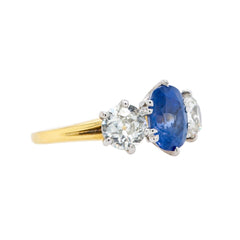 Victorian Three-Stone Ceylon Sapphire & Diamond Ring | Brewster