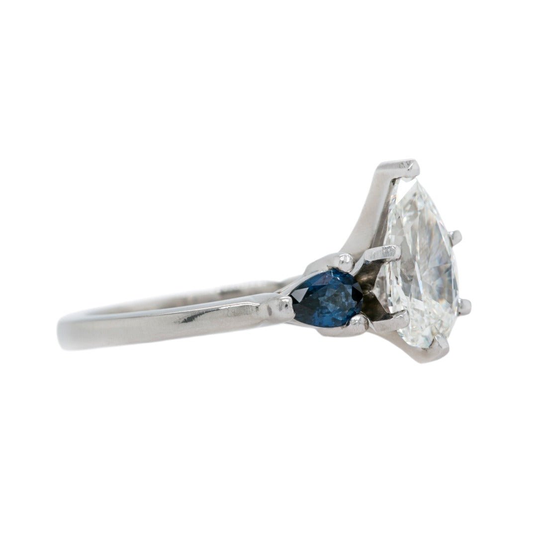 Modern Pear Diamond & Sapphire Platinum Engagement Ring | Afton