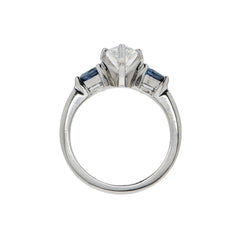 Modern Pear Diamond & Sapphire Platinum Engagement Ring | Afton