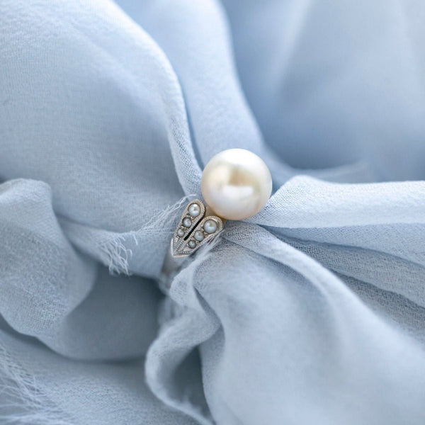 Gorgeous Art Deco Era Vintage Akoya Pearl Engagement Ring | Ago Bay