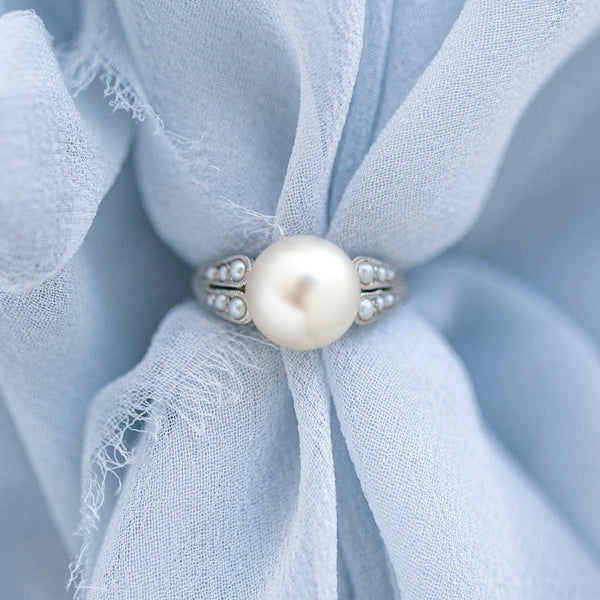 Gorgeous Art Deco Era Vintage Akoya Pearl Engagement Ring | Ago Bay