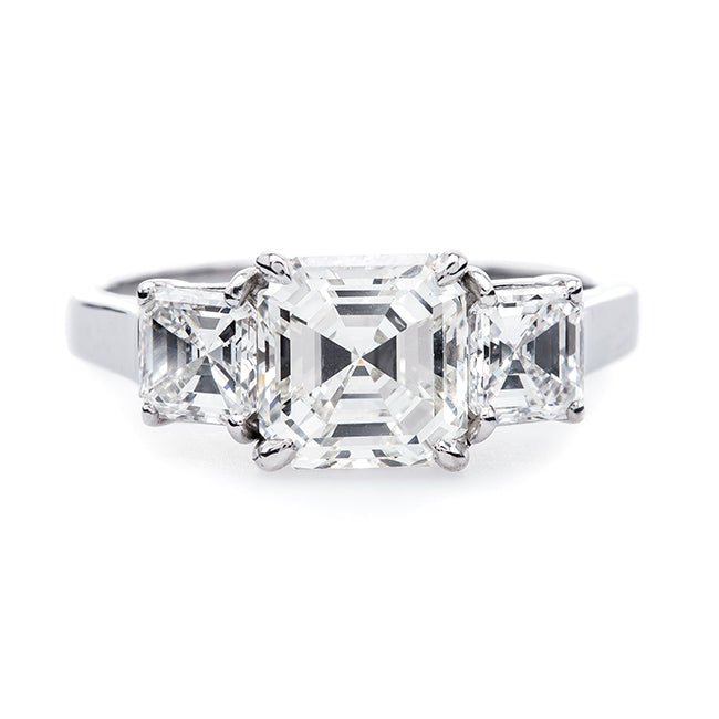 Sleek and Modern Platinum Three Stone Ring | Alden Drive from Trumpet & Horn