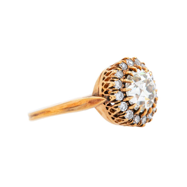 A Magnificent Vintage Inspired 18k Rose Gold and Diamond Halo Ring | Amberwood