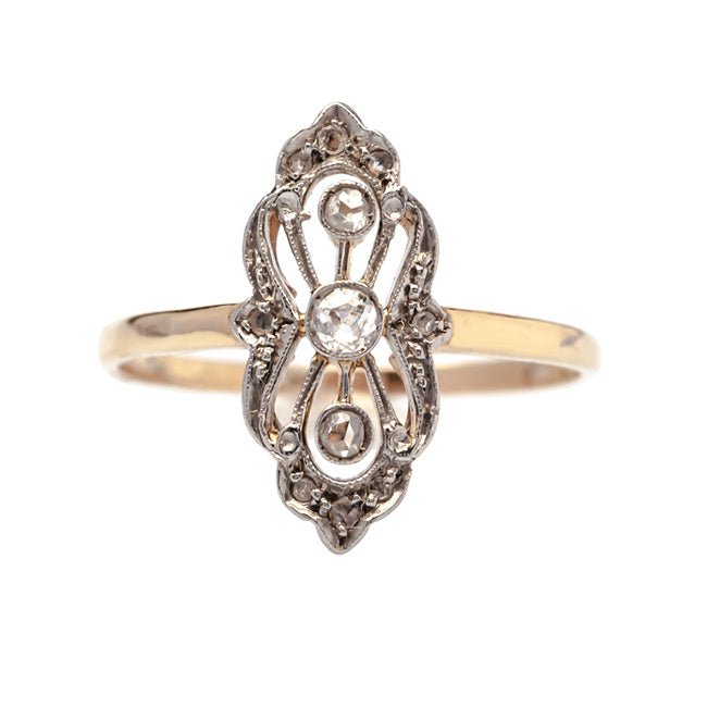 Park City antique Victorian diamond navette ring from Trumpet & Horn