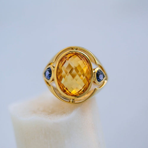 Modern 8.50ct Citrine & Tanzanite Ring by Milanese Antonini Jewelry
