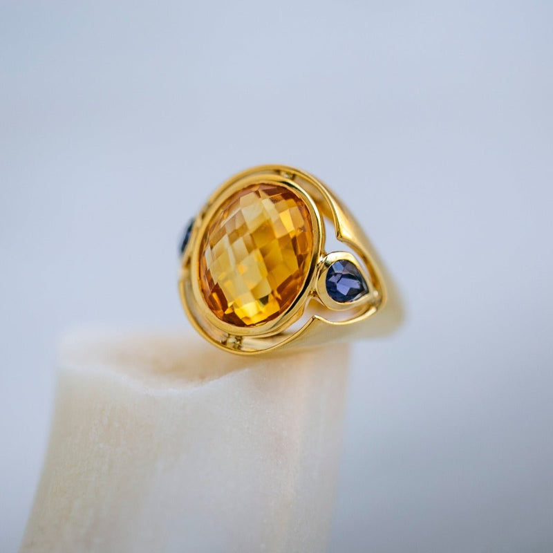 Modern 8.50ct Citrine & Tanzanite Ring by Milanese Antonini Jewelry