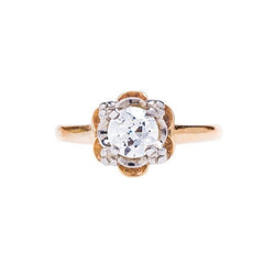 A Charming Authentic Retro Era Diamond Solitaire Engagement Ring