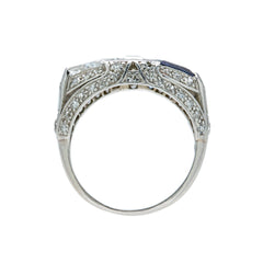 Geometric Shield Cut Diamond & Sapphire Art Deco Ring | Arendelle