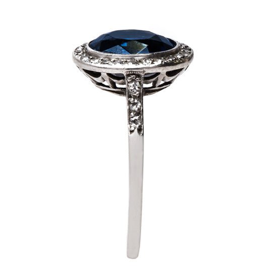 Edwardian Sapphire Engagement Ring with Diamond Halo | Ashbury Heights from Trumpet & Horn