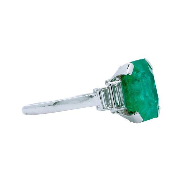 A Sophisticated Mid-Century Platinum, Emerald and Diamond Engagement Ring Signed Mauboussin Paris | Aspen Hills