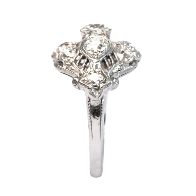 Aspen Edwardian Era Platinum Engagement Ring with Old European Cut Diamonds | Trumpet & Horn