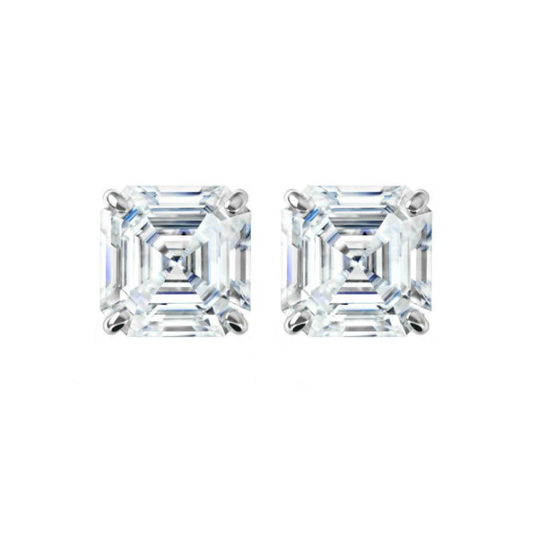 Custom 10015043 Asscher Cut Diamond Stud Earrings