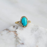 Antique Victorian Turquoise & Diamond Halo Ring | Aubervilliers