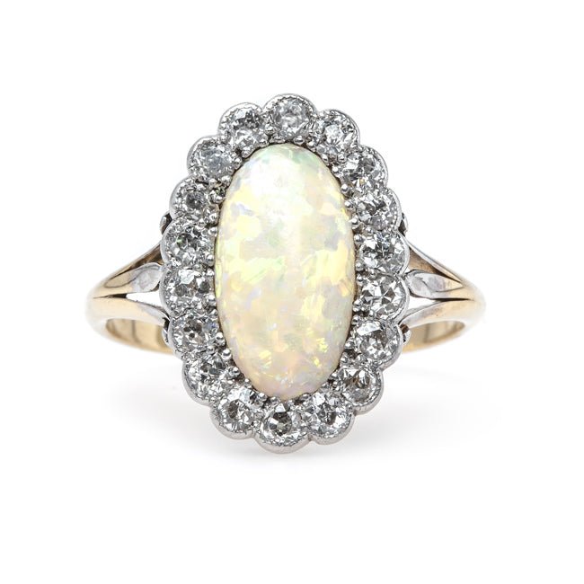 Captivating Victorian Era Opal Engagement Ring with Diamond Halo | Argyle from Trumpet & Horn