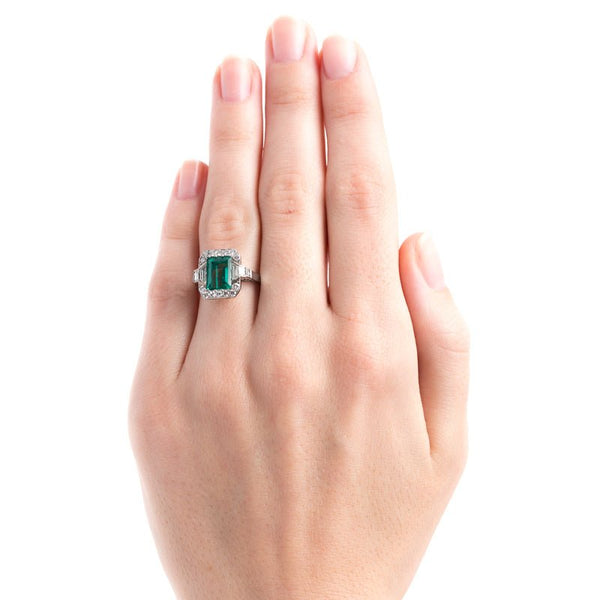 Gorgeous Art Deco Emerald Ring with Diamond Halo | Autry Trail from Trumpet & Horn