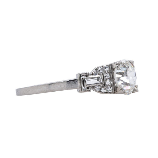 Fabulous Platinum & Diamond Buckle Motif Art Deco Ring | Back Cove