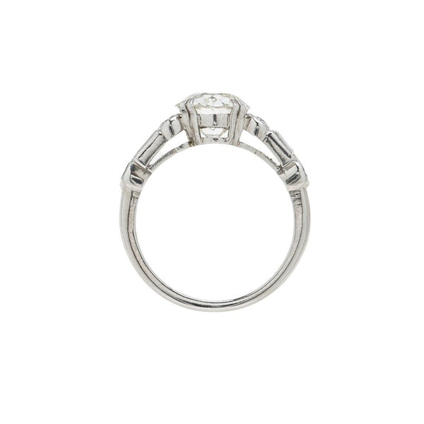 Fun & Flirty Art Deco Diamond Engagement Ring Masterpiece with 2ct Old European Cut and bezel set baguette accent diamonds | Banff