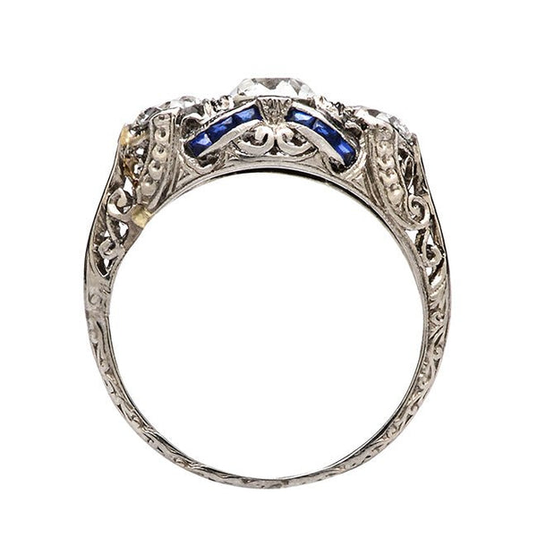 Antique Sapphire Diamond Unique Wedding Ring | Baxley from Trumpet & Horn