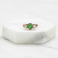 Antique Victorian Demantoid Garnet & Old Mine Cut Diamond Ring | Belaya