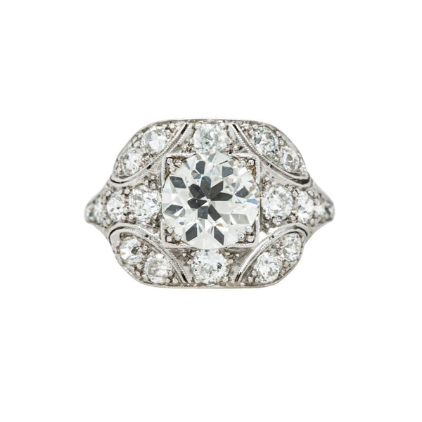 Diamond-Studded Rectangular Early Art Deco Engagement Ring | Belgravia